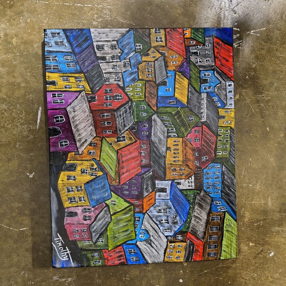 Original Acrylic Painting " Birds Eye View" 16"  X  20" By Timothy Designs
